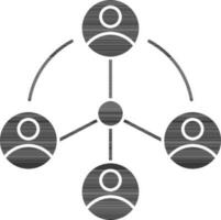 User Connected Icon In black and white Color. vector