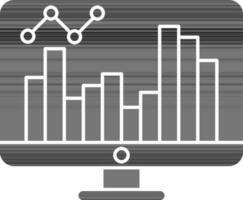 Online Statistics In Desktop Icon. vector