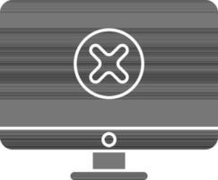 Cross Symbol In Screen Icon In Glyph Style. vector
