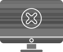 Cross Symbol In Screen Icon In Glyph Style. vector