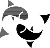 Pisces Icon Or Symbol In Black And White Color. vector