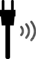 Wireless connection or plug icon in black and white color. vector