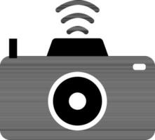 Black and white camera glyph icon. vector