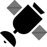 Satellite icon in black and white color. vector