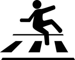 Man running on crossing road icon. vector