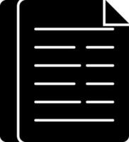 black and white icon of paper document in flat style. vector