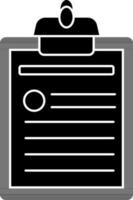 Clipboard with script, glyph icon in black and white color. vector