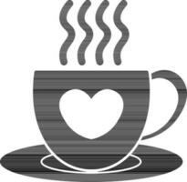 Hot cup with plate icon in black and white color. vector