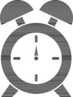 alarma reloj icono en negro y blanco color. vector