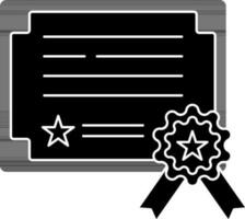 Flat style certificate icon in black and white color. vector