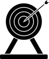 Dartboard with arrow icon in black and white color. vector