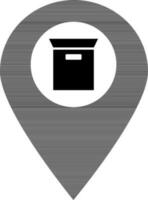 black and white illustration of parcel tracking glyph icon. vector