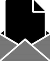 black and white mail or envelope icon in flat style. vector