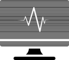 ECG or heart beating machine icon in black and white color. vector