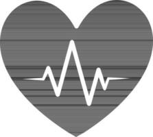 Heartbeat icon in black and white color. vector