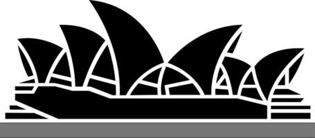 black and white sydney opera house icon in flat style. vector