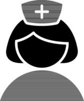 Faceless nurse icon in black and white color. vector