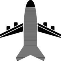 Airplane icon in black and white color. vector