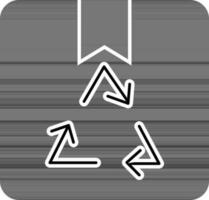 Recycling delivery box icon in black and white color. vector