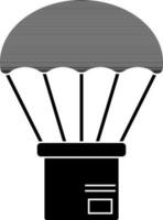 black and white hot air balloon icon in flat style. vector