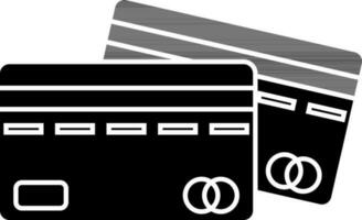 black and white credit or debit card icon in flat style. vector