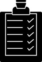 black and white clipboard or checklist icon. vector