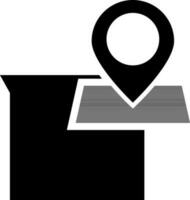 black and white courier location searching icon. vector