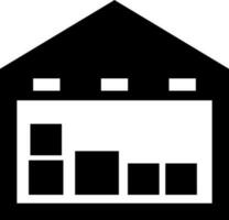 black and white warehouse icon in flat style. vector