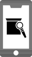 Delivery location searching in smartphone. Glyph icon or symbol. vector