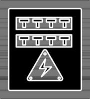eléctrico fusible caja icono en negro y blanco color. vector