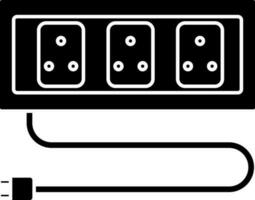 Power Strip Icon In black and white Color. vector