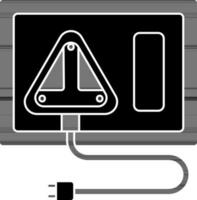 Plug And Switch Board Icon In black and white Color. vector