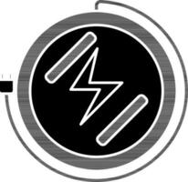 Round Extension Cord Icon In black and white Color. vector