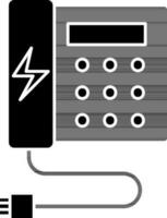 teléfono y USB cable icono en negro y blanco color. vector
