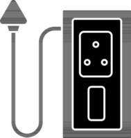 Extension Cord Icon In black and white Color. vector