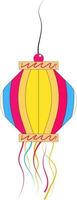 Colorful Paper Lantern Kandeel Element In Flat Style. vector