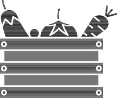 vegetales cesta icono en negro y blanco color. vector