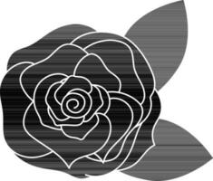 Rosa flor icono en negro y blanco color. vector