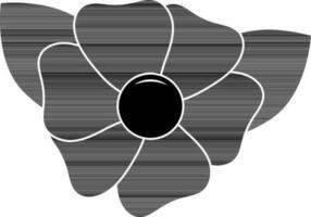 plano estilo flor icono en negro y blanco color. vector