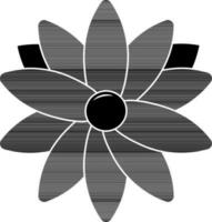 aislado flor icono en negro y blanco color. vector