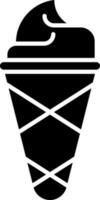 Ice Cream Cone Icon In black and white Color. vector