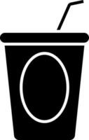 Disposable Cup With Straw Icon In black and white Color. vector