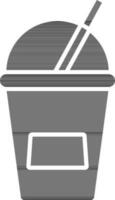 Disposable Cup With Straw Icon In Glyph Style. vector
