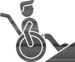 Disabled Man Ramp Icon In Glyph Style. vector