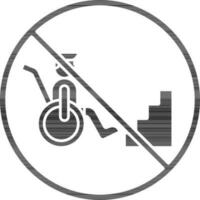 No Disabled People Allowed Icon In black and white Color. vector