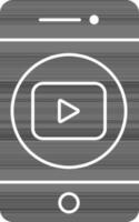 black and white Color Video Player In Smartphone Icon. vector