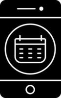 black and white Color Calendar In Smartphone Icon. vector