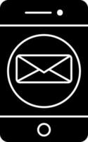 negro y blanco color correo electrónico o mensaje en teléfono inteligente icono. vector
