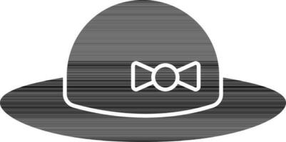 black and white Pamela or Bowler Cap Icon in Flat Style. vector