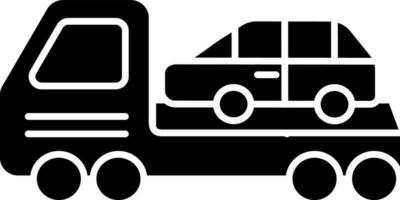 Tow Car Icon Or Symbol In Glyph Style. vector